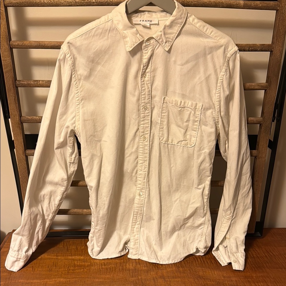 Frame Denim Cream Corderoy Button Down Shirt